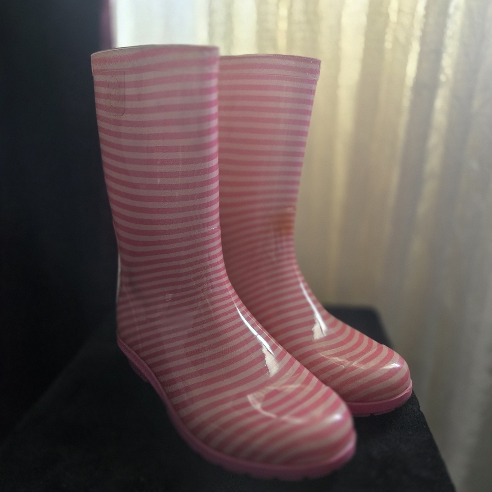 Ugg Pink Striped Rain Boots